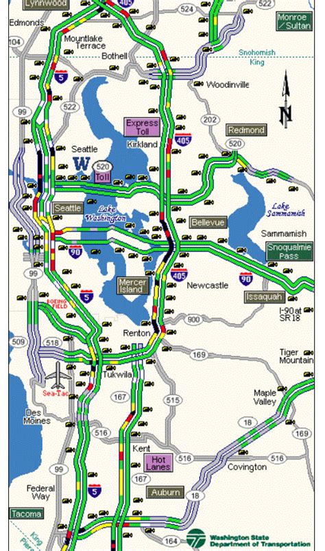 Wsdot seattle traffic - Current reports on weather and driving conditions so you can travel safely through Washington's many beautiful mountains. Weather stations Our weather stations provide current and forecast weather conditions at strategic points along the road. Travel times Prepare for your travels with travel times on specific routes in Washington. 
